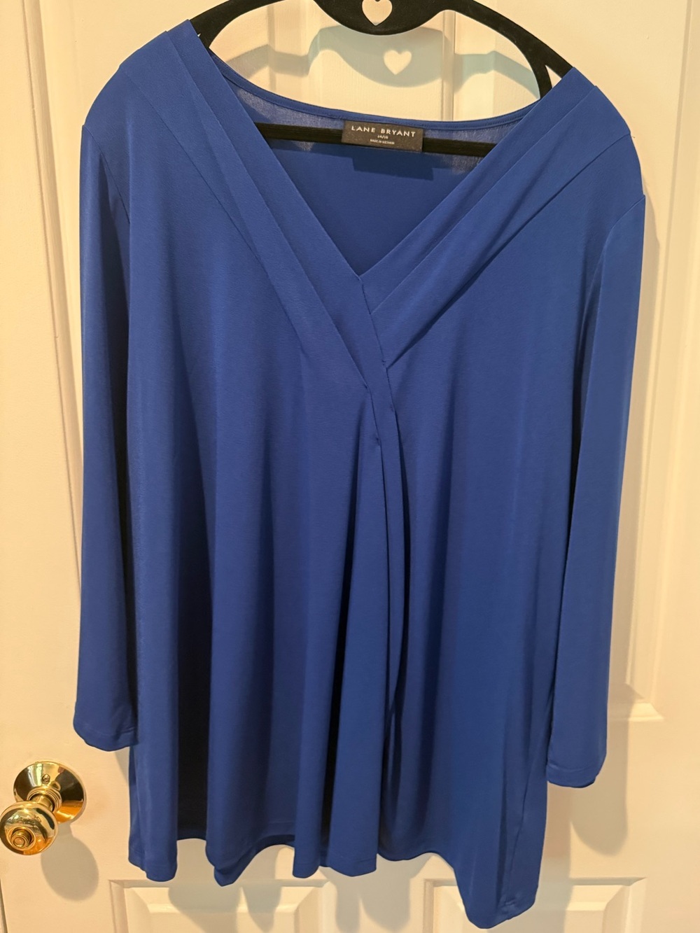 Lane Bryant Royal Blue V-Neck Pleated 3/4 Sleeve Top 14/16